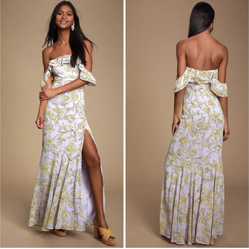 Lulu's Yellow Floral Maxi Dress